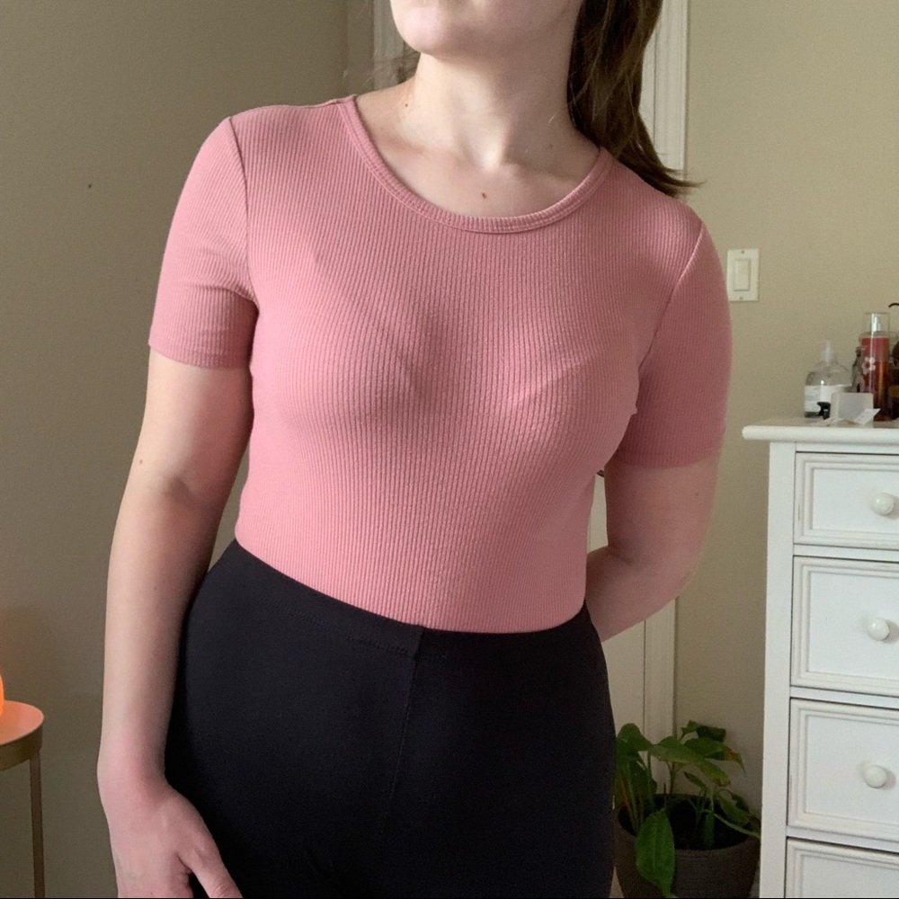 Ribbed dusty rose bodysuit